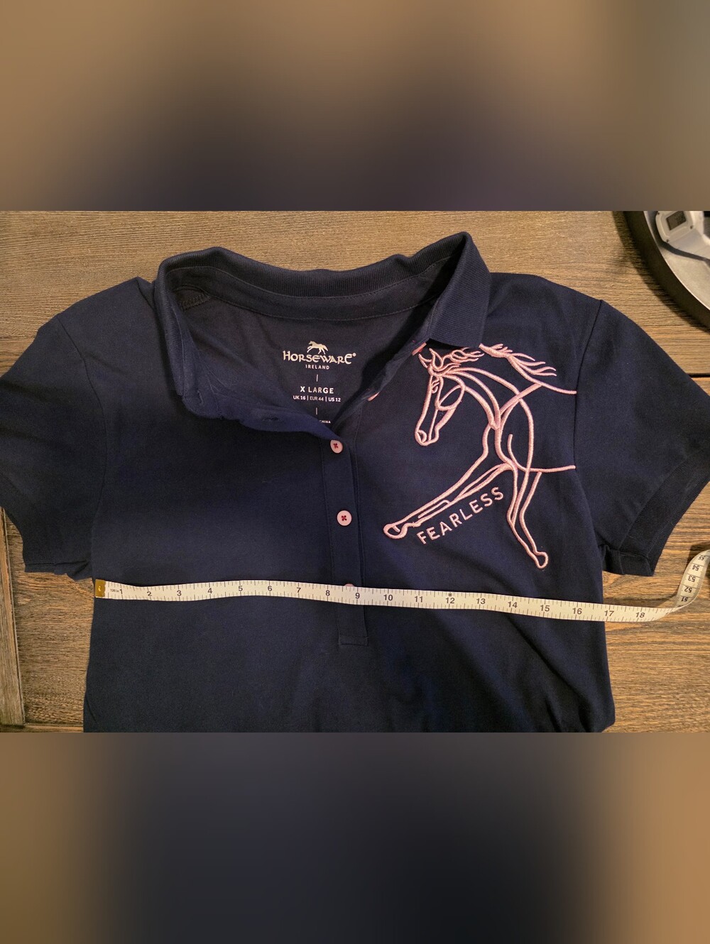Horseware Ireland Women's Navy Polo Shirt with Pink Embroidery - Fearless